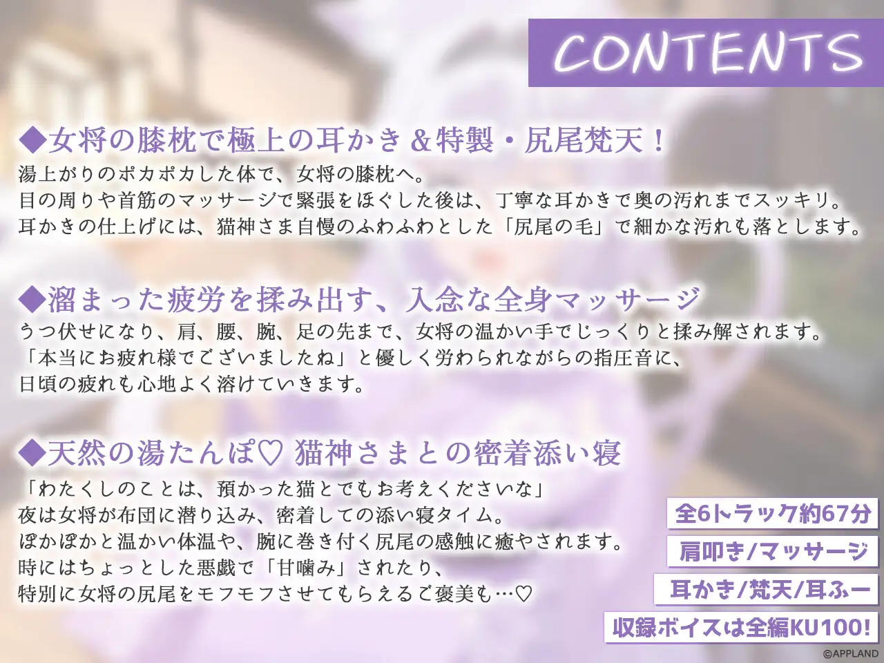 【リリース記念25%OFF】1日限りの幻温泉宿～猫神さまのおもてなし～【KU100癒しASMR】_3