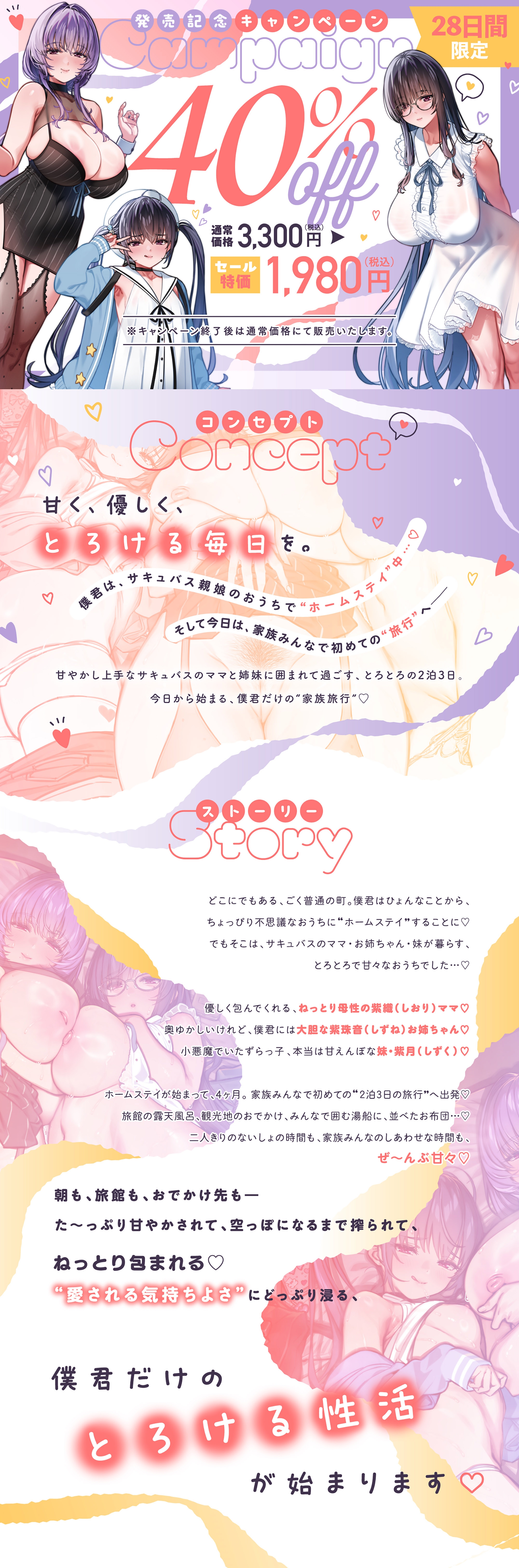 【たっぷり4時間半】サキュバスホームステイ 甘々ねっとり家族旅行♡ いつでもどこでも空っぽになるまでぴゅっぴゅしようね…?img010