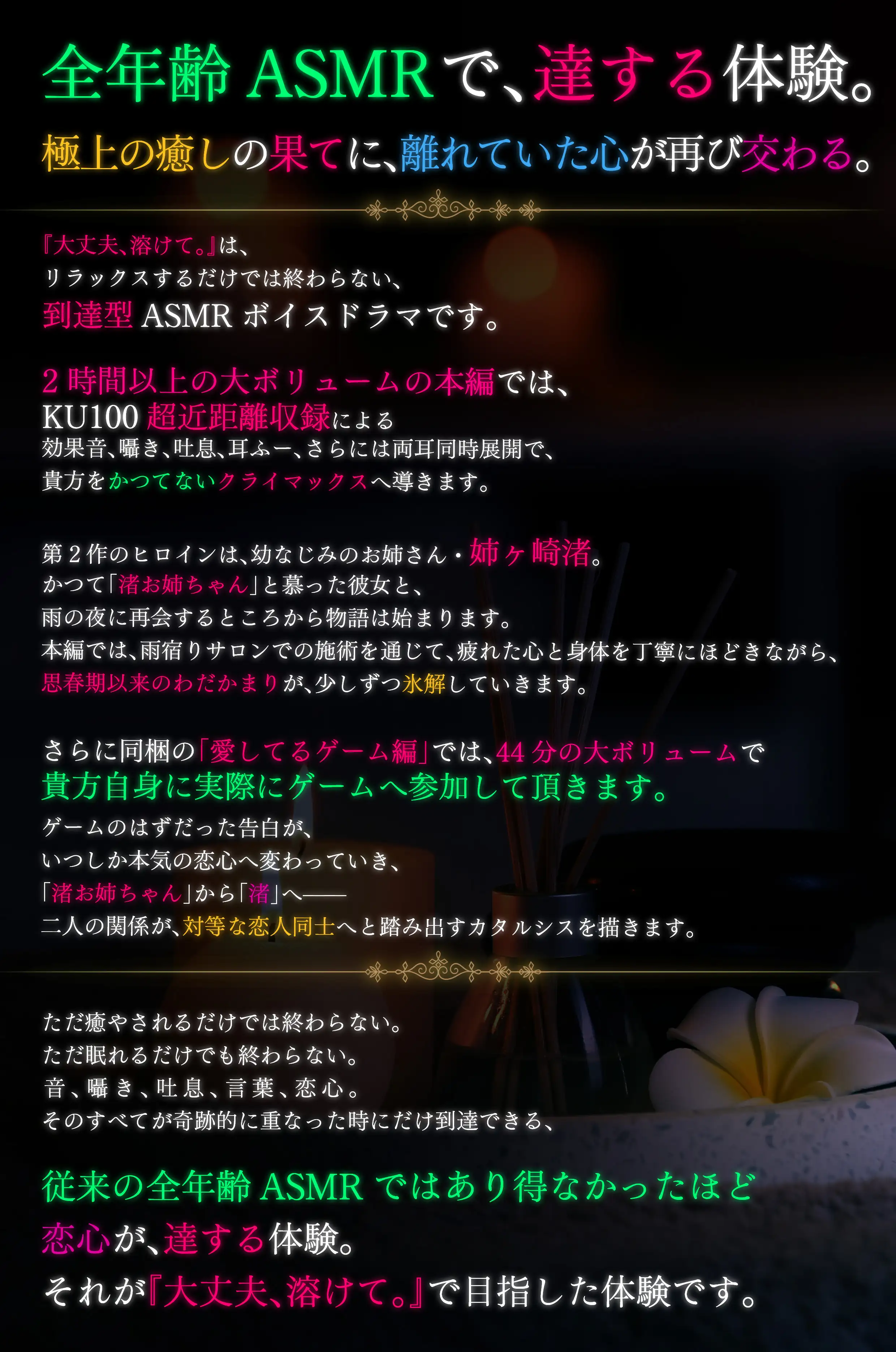 【3時間55分】大丈夫、溶けて。疲れた貴方を童心に還す雨宿りサロンセラピー【CV.涼本あきほ/囁き・クリームマッサージ・耳かき・炭酸ムース・耳ふー・両耳癒やし】_1