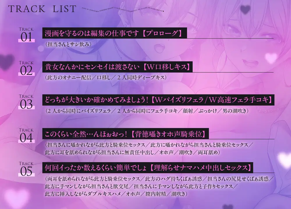 ウチに住み着いたヤンデレ彼女と敏腕クール編集のドスケベ交尾バトル♡～先生の絶倫ち○ぽを巡ってオホ声キスハメ生中出し～【WパイズリLive2D同梱】_2