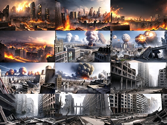 背景CG素材集『戦争で荒廃した現代都市』