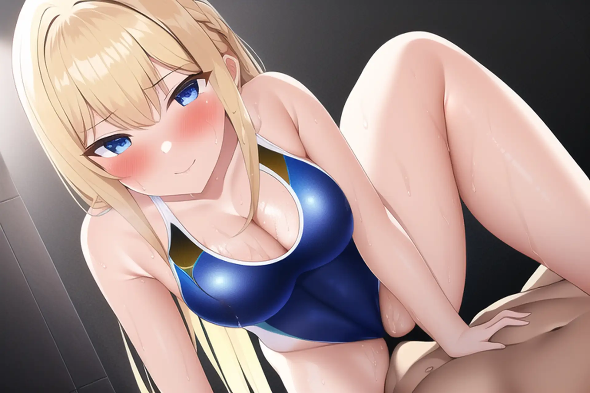 金髪ロング競泳水着エロCG集 サンプル画像 2
