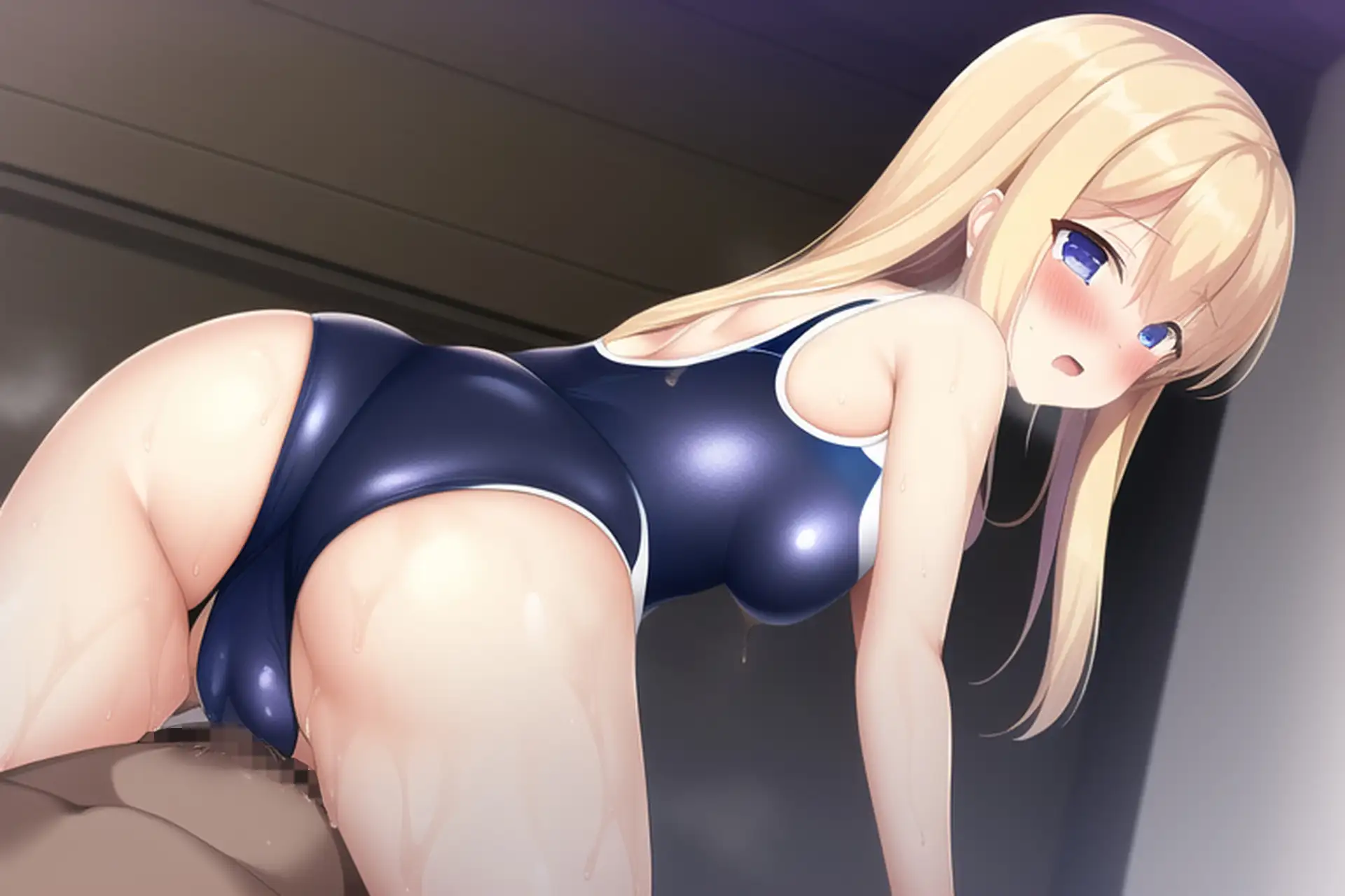 金髪ロング競泳水着エロCG集 サンプル画像 3