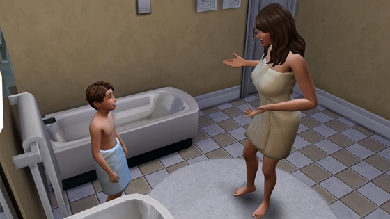 When I bath my son