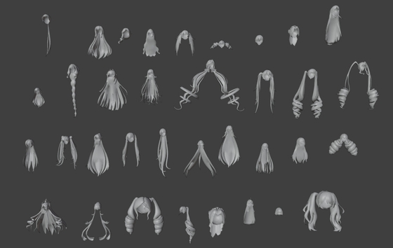 3Dモデルデータセット –女性の髪型