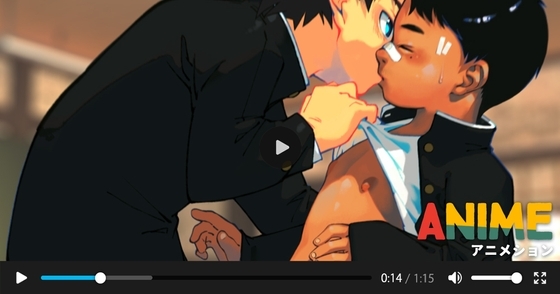 学ランの先輩と後輩が放課後の教室で夢中にキスをしている!キスの最中に勃起して射精することに驚き!