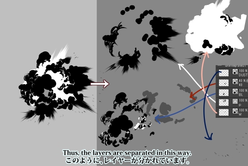 素材をどうぞ『モノクロの爆発28』