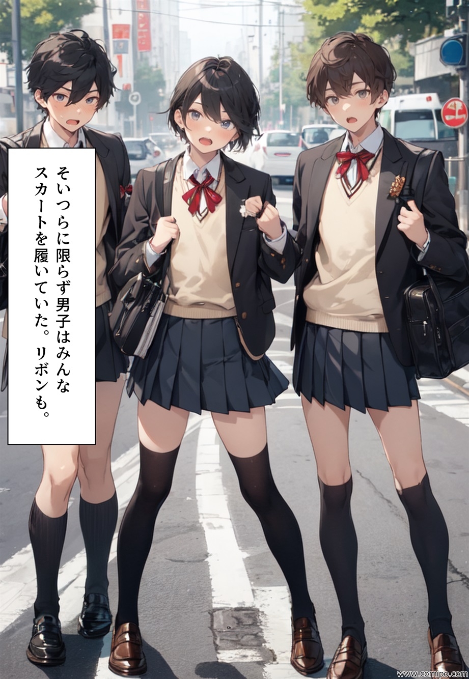 もしもの精 男子の制服が女子の制服に置き換わった女装世界-3