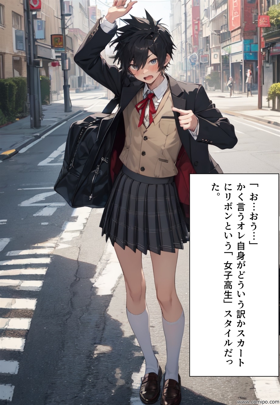 もしもの精 男子の制服が女子の制服に置き換わった女装世界-4