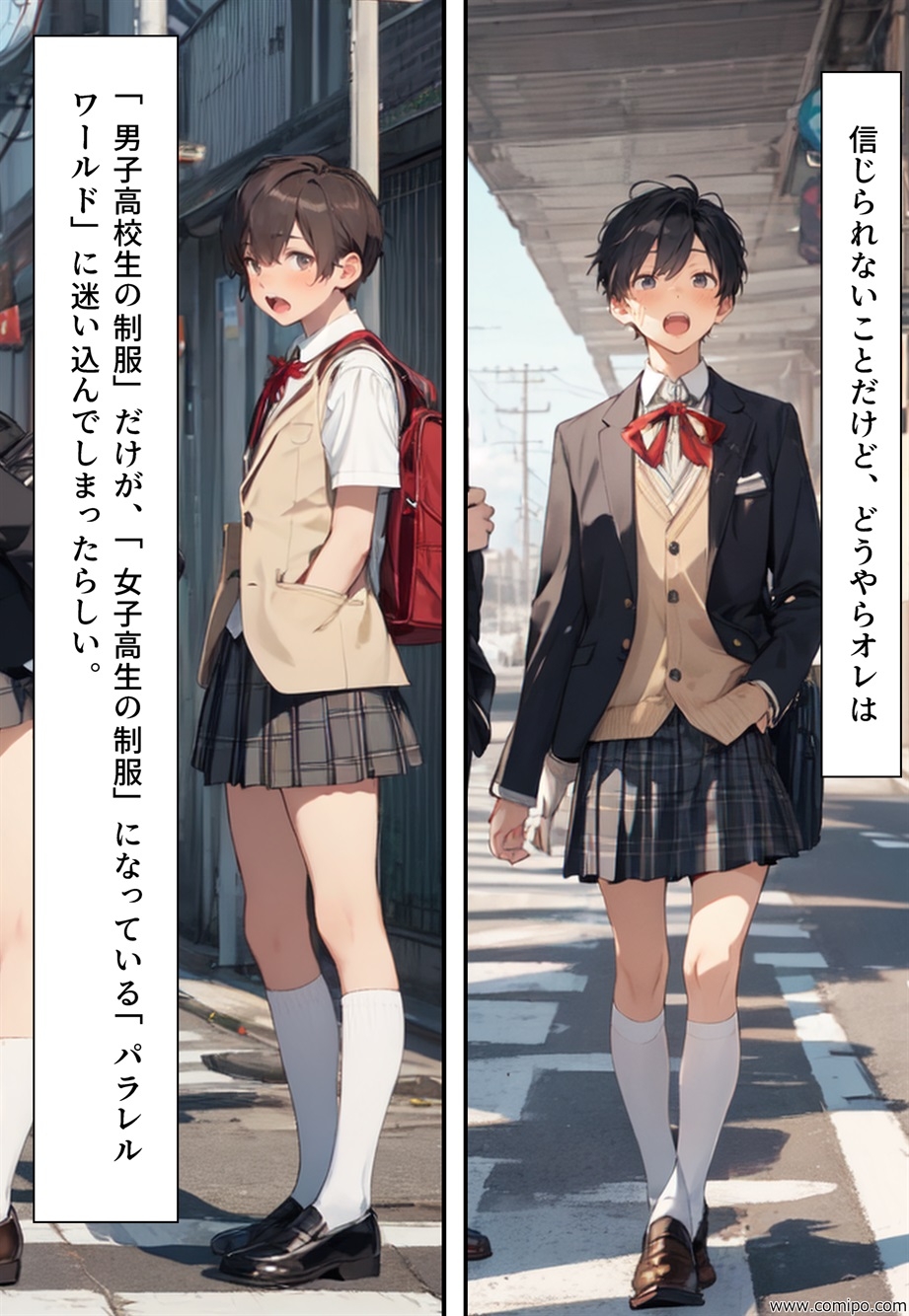 もしもの精 男子の制服が女子の制服に置き換わった女装世界-5