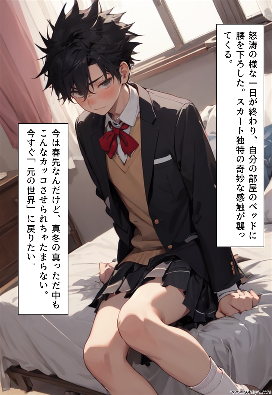 もしもの精 男子の制服が女子の制服に置き換わった女装世界-6