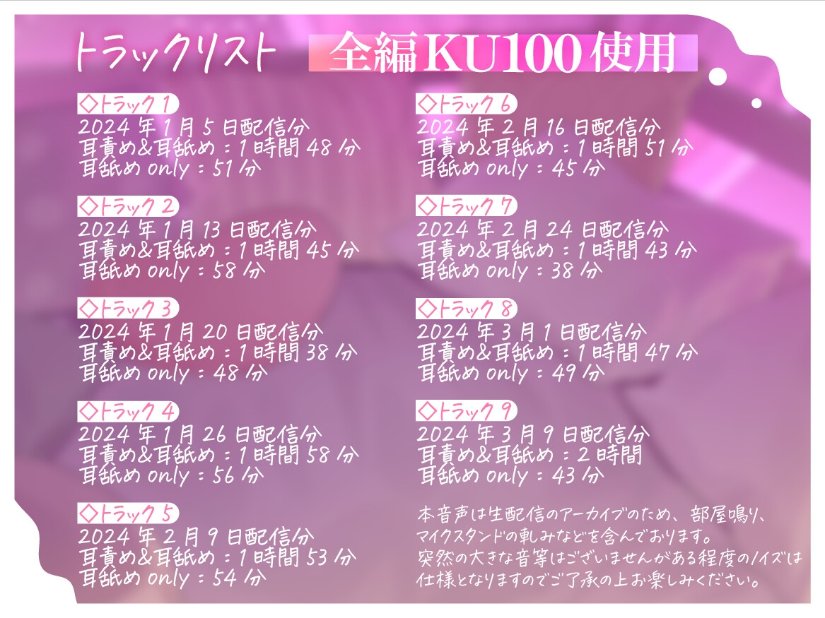 【再生時間16時間】全トラック耳舐めあり！猫羽かりん高音質版耳舐めアーカイブ集 vol.1 画像1