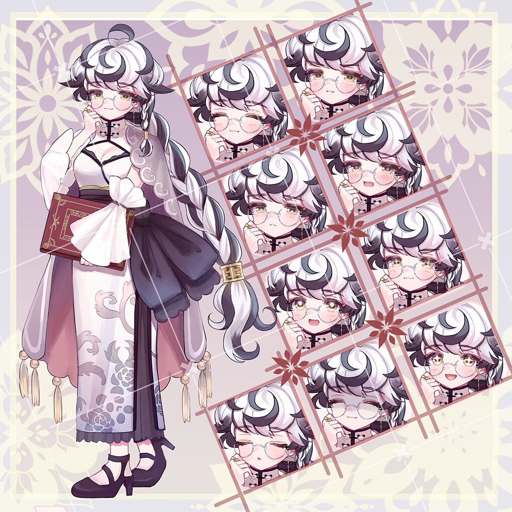 中華風お姉さん 全身立ち絵_表情差分10種