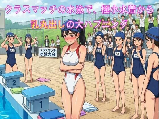クラスマッチの水泳で、極小水着から乳丸出しの大ハプニング!