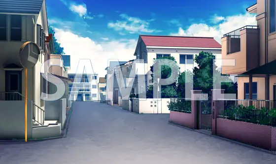 【背景素材】住宅街(6069_bg10)【時間差分あり】