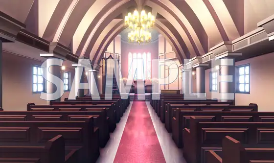【背景素材】礼拝堂(6168_bg05)【時間差分あり】