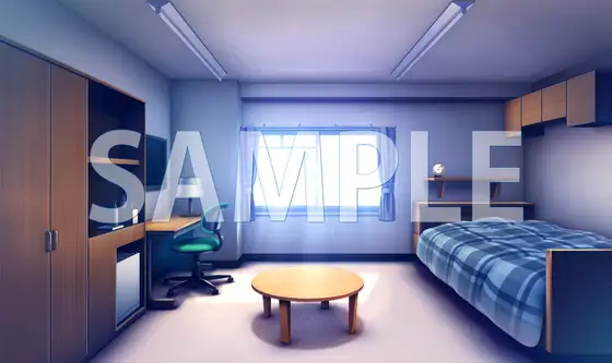 【背景素材】男子寮の部屋(6168_bg11)【時間差分あり】
