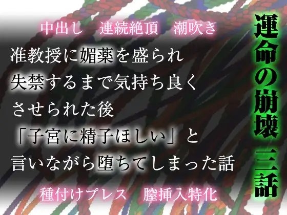 運命の崩壊 三話 ～准教授に媚薬を盛られ、失禁するまで気持ち良くさせられた後、「子宮に精子ほしい」と言いながら堕ちてしまった話～