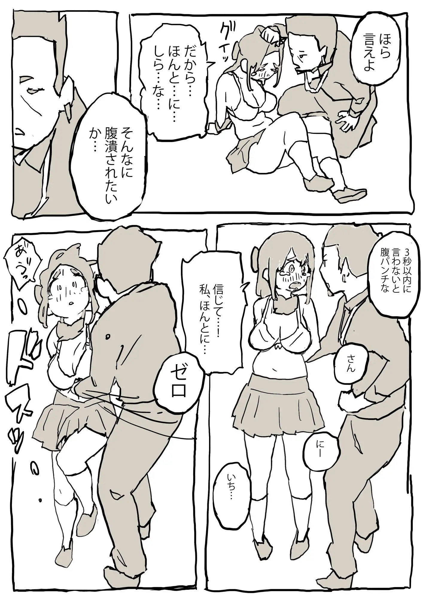 人違いで監禁され何度も腹パンチされちゃう話 はらだ19才 エロ漫画6