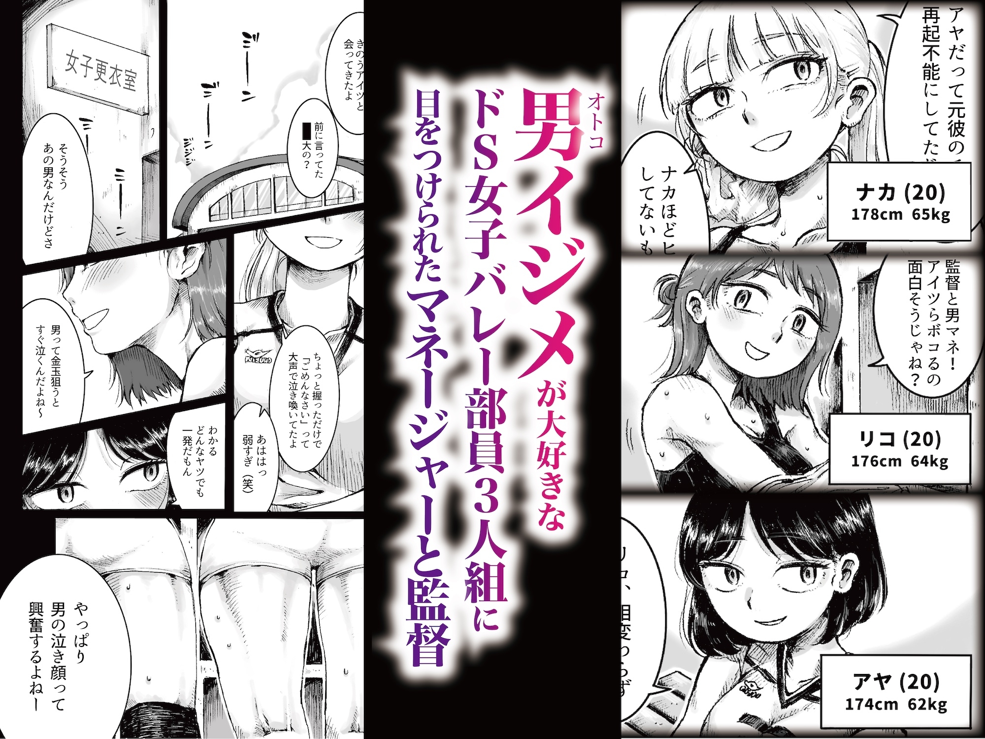 ドS女子バレー部員による男狩り合宿 〜オトコのくせに泣いて失禁しちゃうの?男廃業リンチのターゲットにされ強○M男堕ちさせられた若手監督と男子マネ〜 画像1