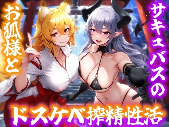【100分超】お狐様とサキュバスのドスケベ搾精性活