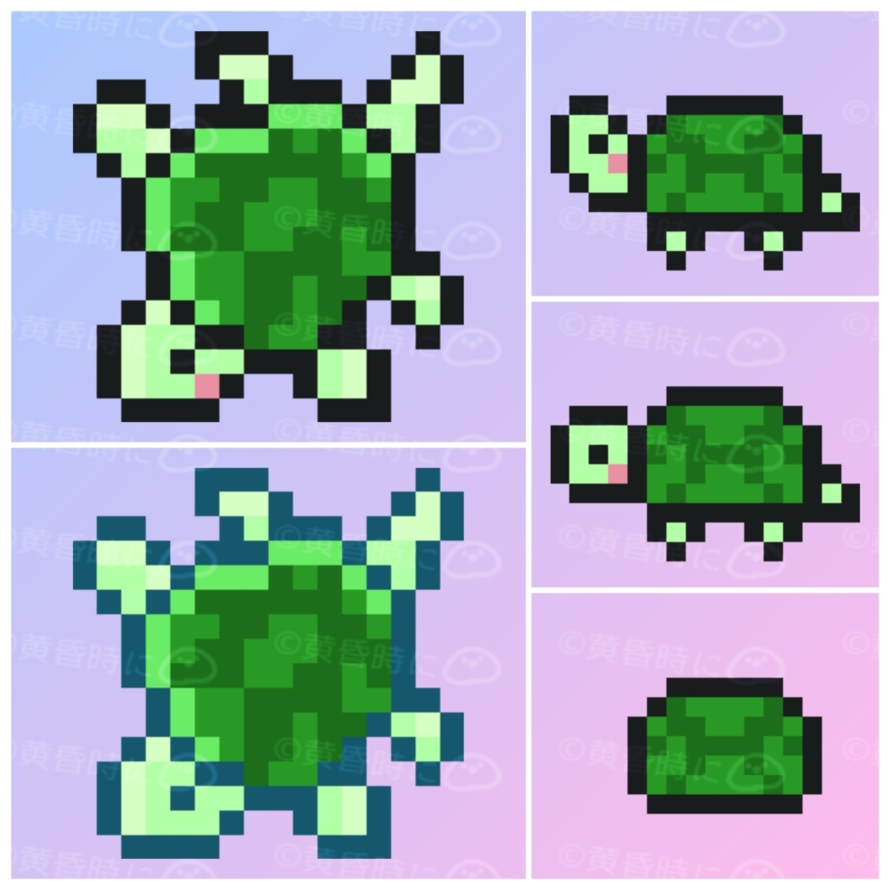 カメ【ドット絵アイコン・素材】