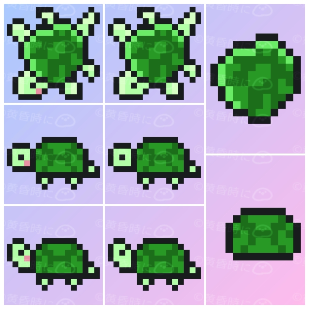 カメ【ドット絵アイコン・素材】