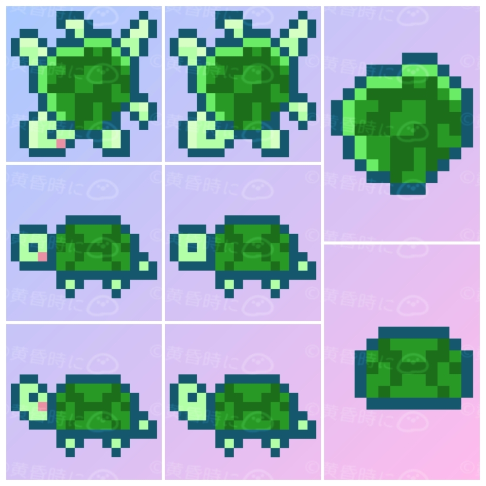 カメ【ドット絵アイコン・素材】