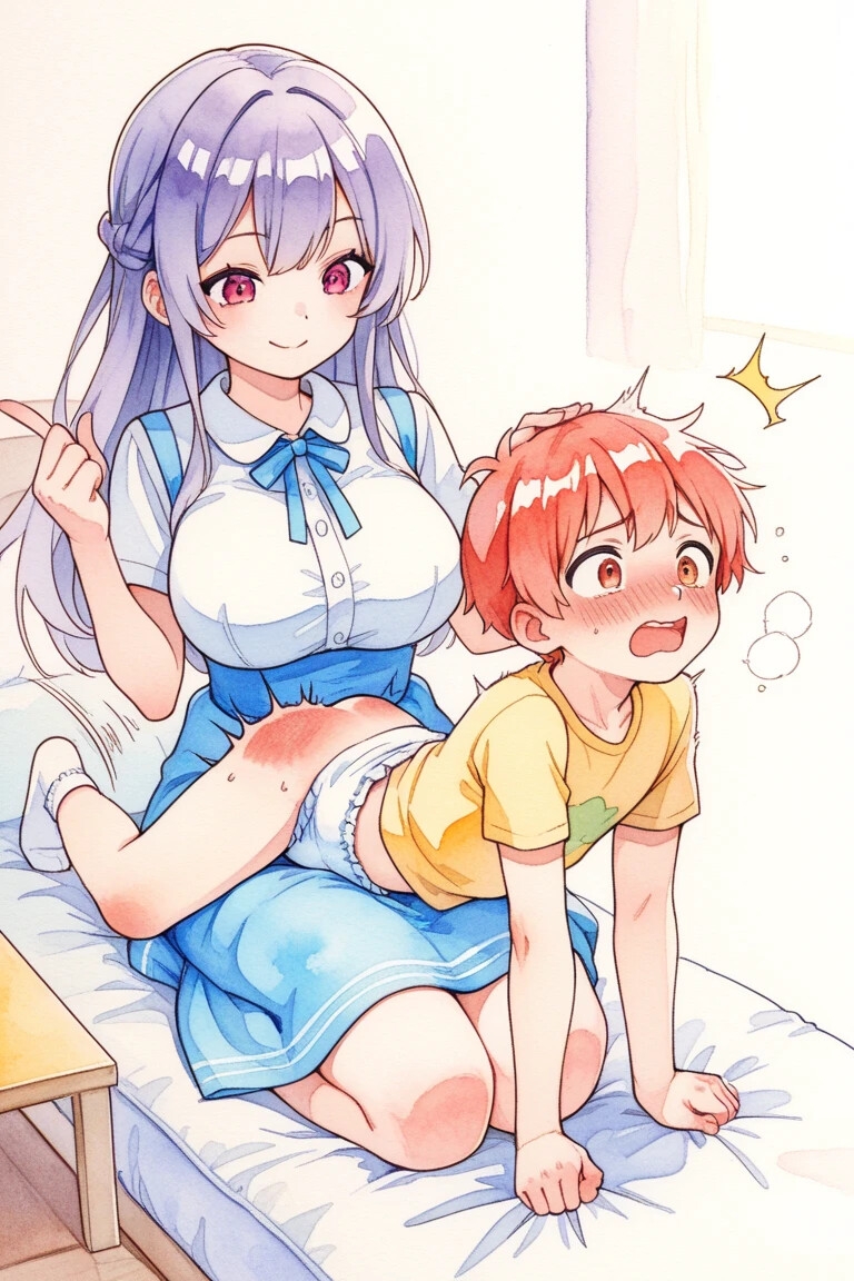 おもらし少年達はいい子になるまでお尻ぺんぺんのお仕置きよ！スパンキングイラスト207枚 画像7