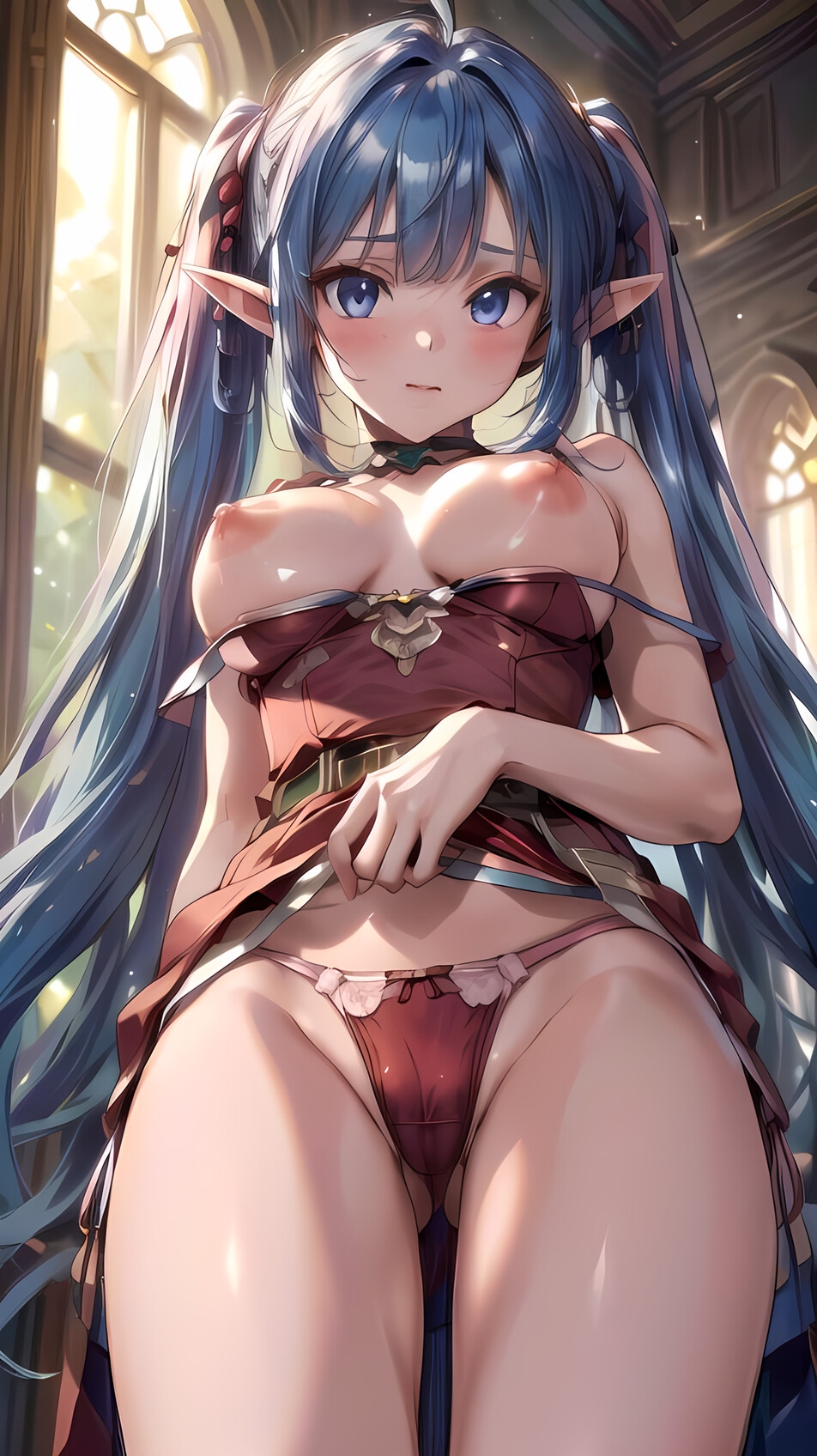 青髪美少女 - 魅惑のエロティックアートCG集239枚【差分なし/WQHD】 画像9