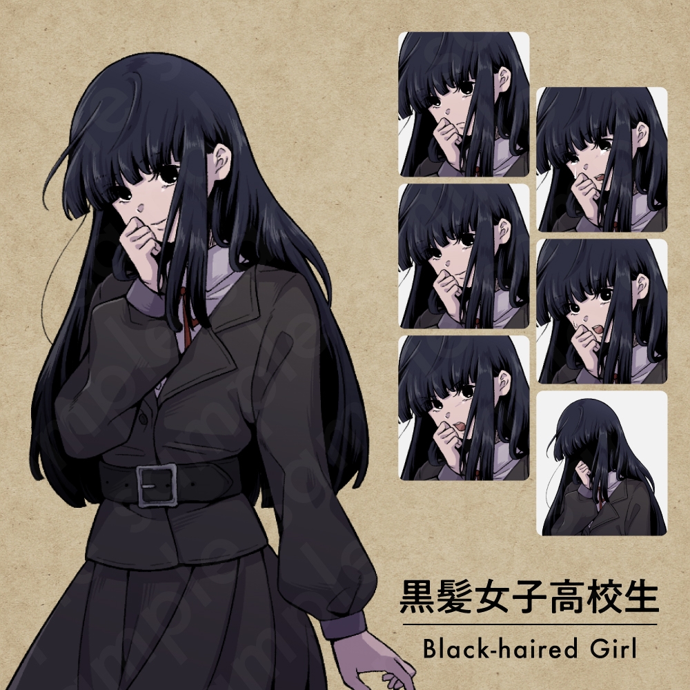 【ペン画立ち絵素材】学園ダークキャラクターVol.1|ミステリー・異能力・事件系に使える高校生&教師キャラ5体(表情差分あり)