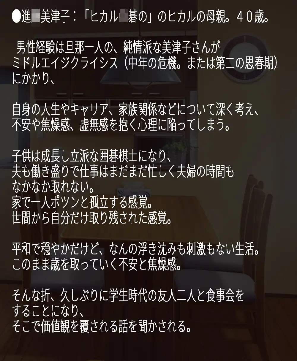ヒカル○碁のデカパイお母さん「美津子さん、40歳からの浮気手習い」 ヒカルの碁 エロ画像2