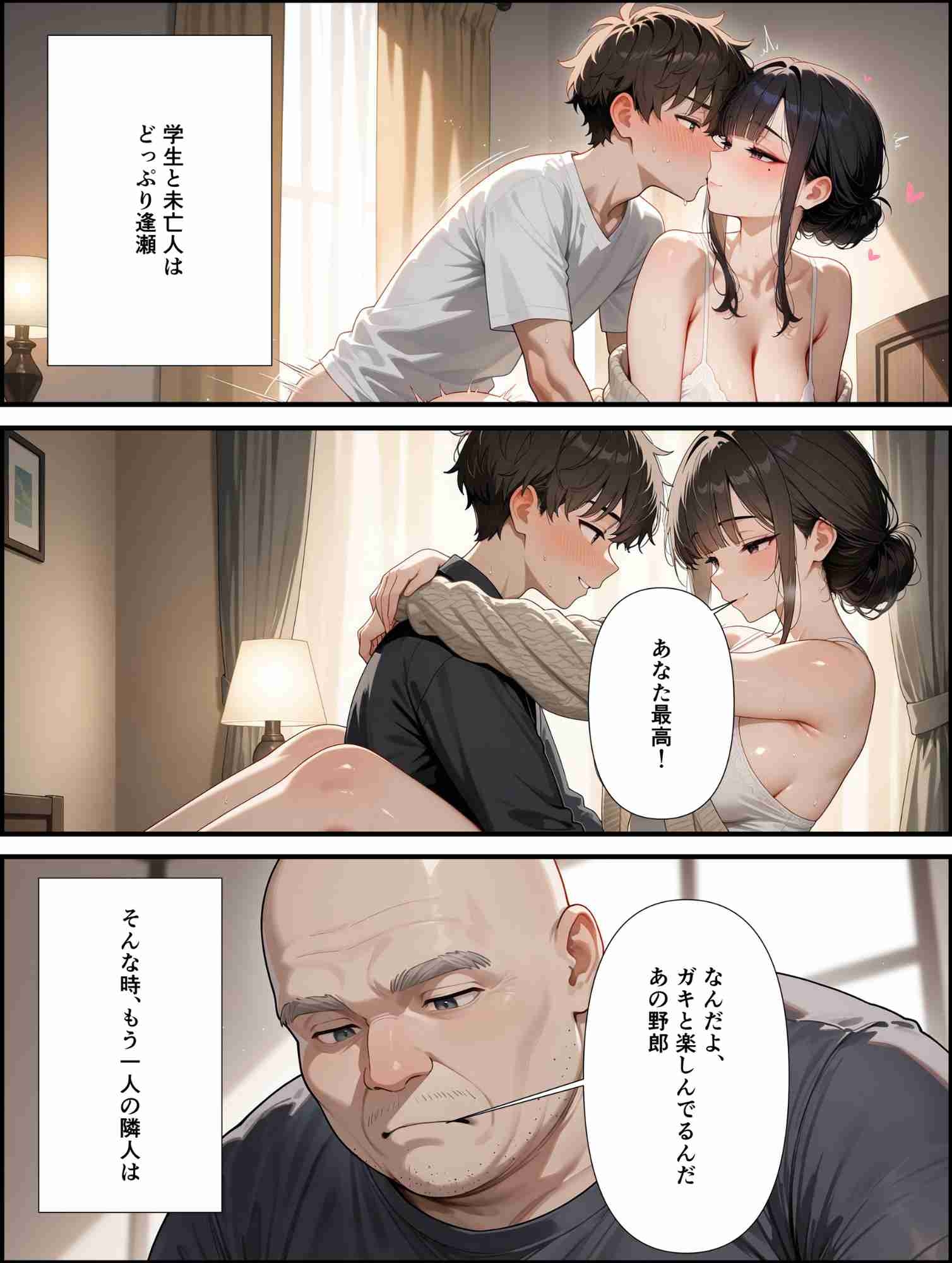壁越しの喘ぎ声～気になって覗いたら未亡人が誘ってきた 画像8