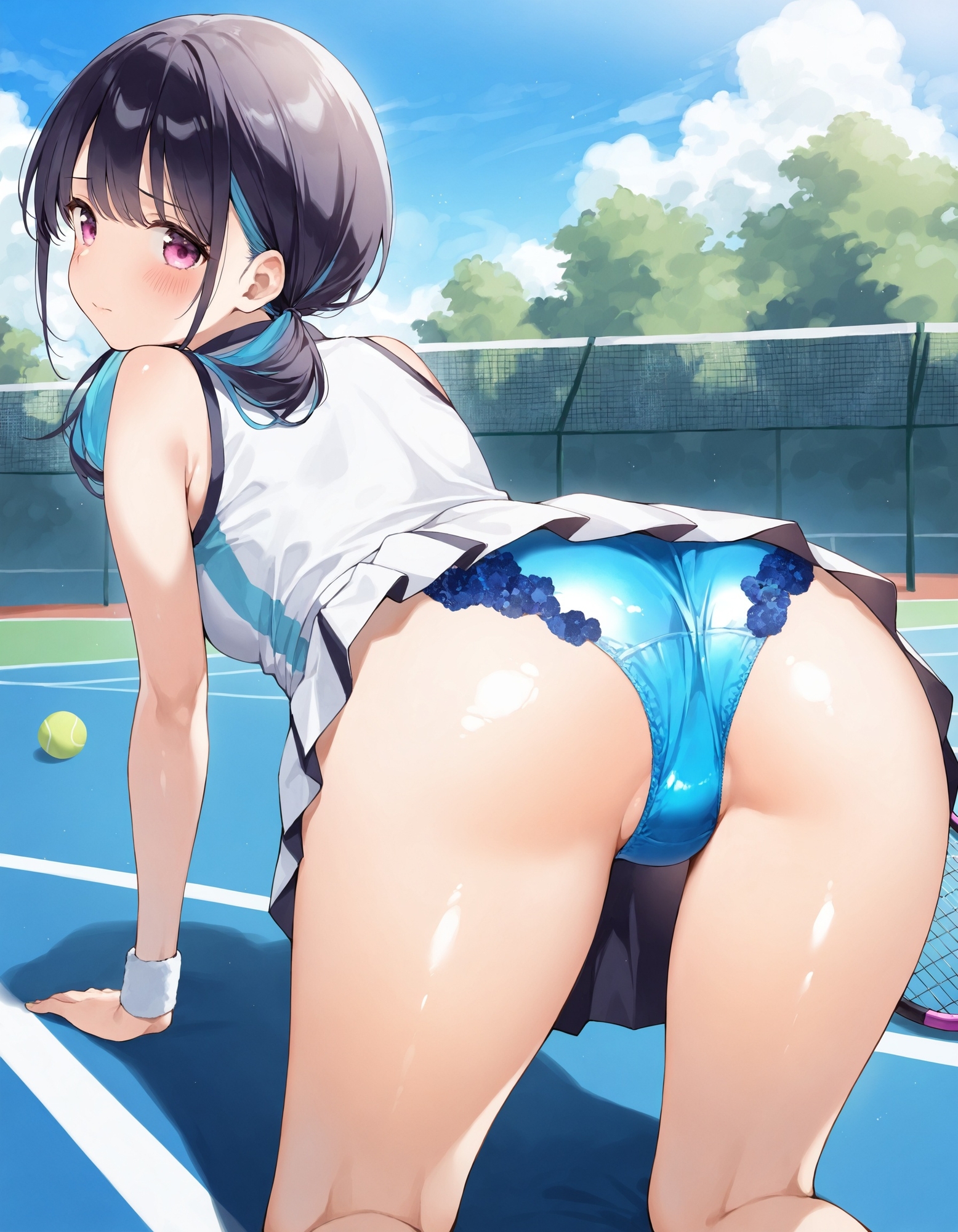 テニスウェアで四つん這いパンチラ_1