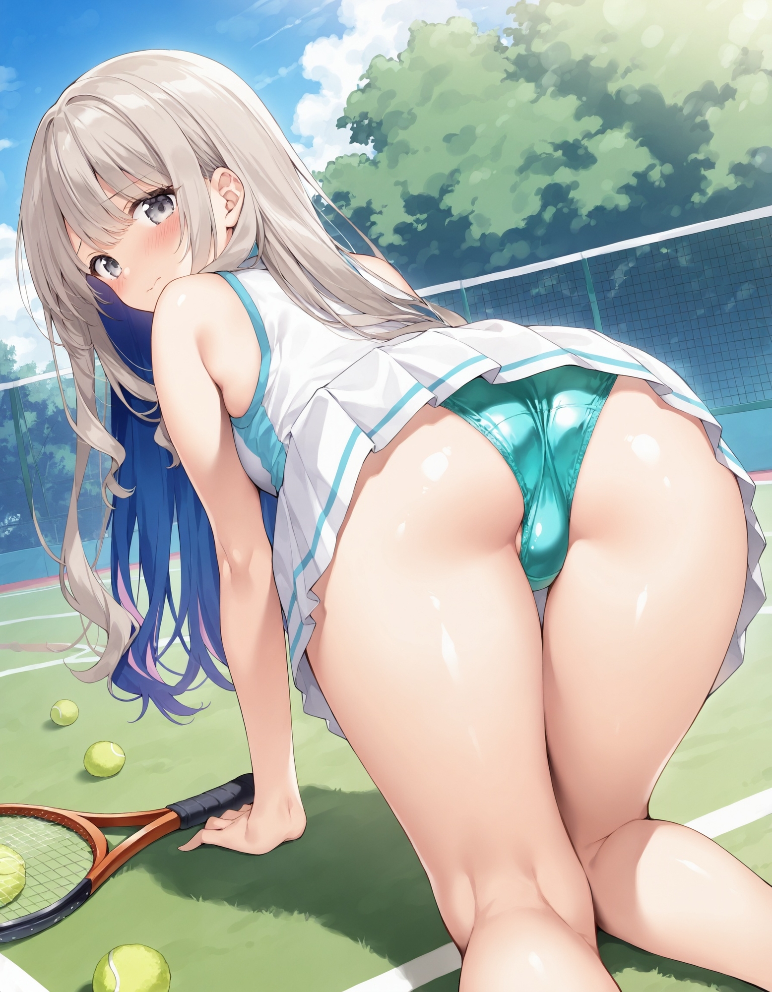 テニスウェアで四つん這いパンチラ_5