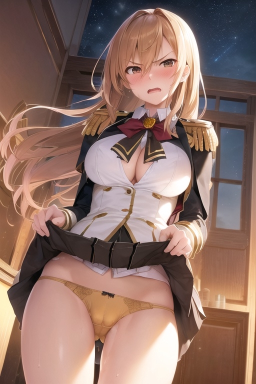 嫌な顔でスカートたくし上げてパンツ見せる娘~貴族編~_10