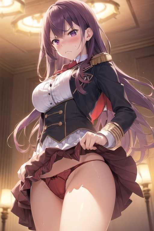 嫌な顔でスカートたくし上げてパンツ見せる娘~貴族編~_9