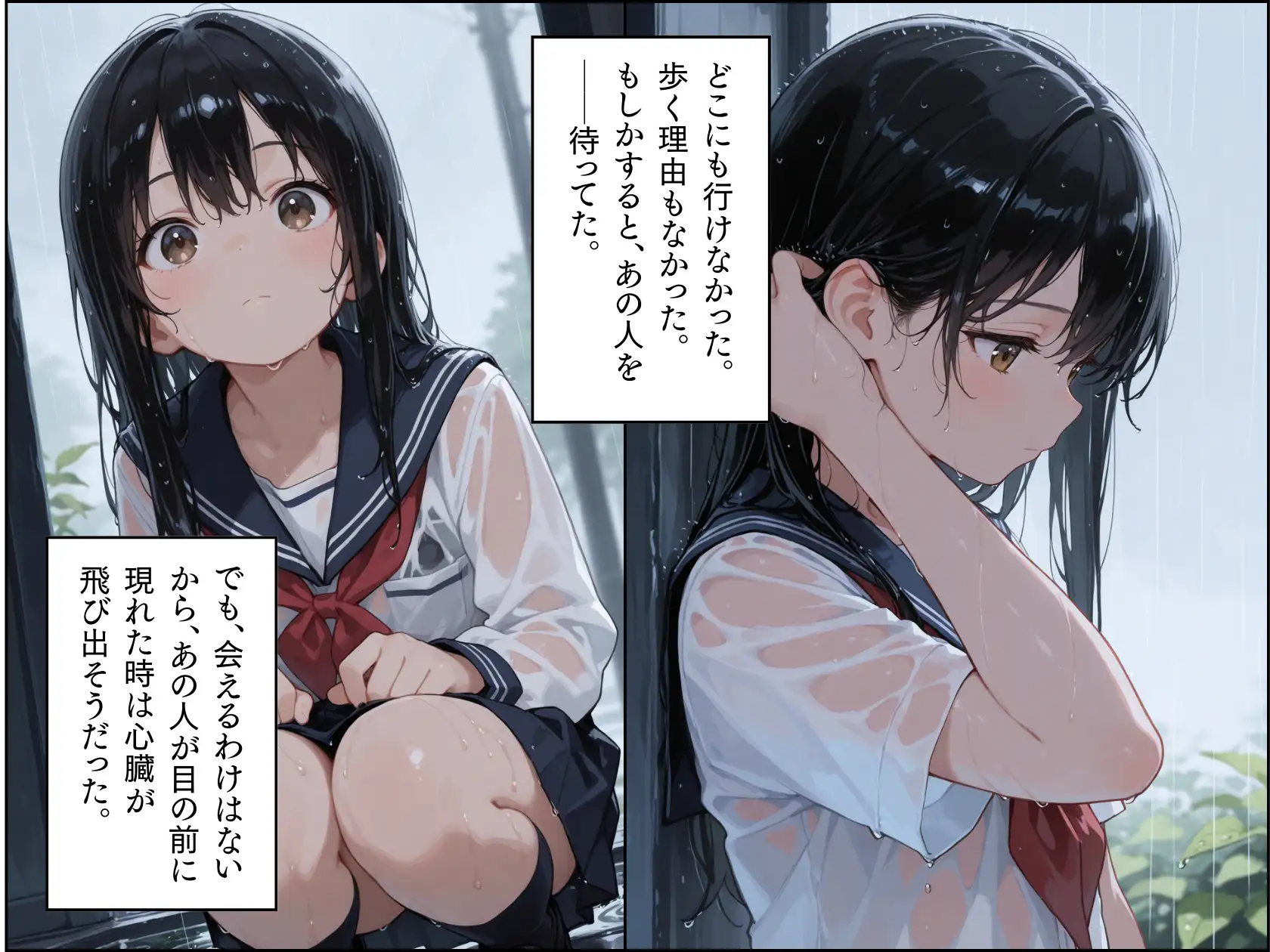雨宿り。制服のまま家出してきて、ずぶ濡れになっていた少女との話。 ぱんなっつ エロ画像2