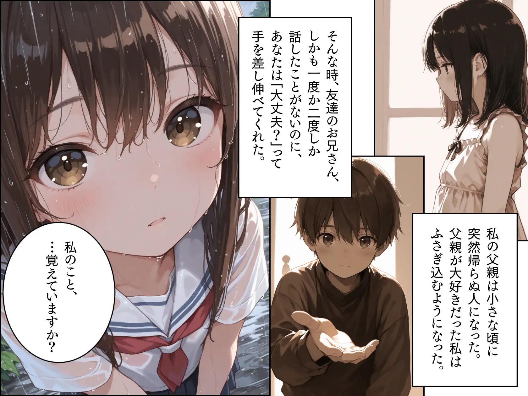 雨宿り。制服のまま家出してきて、ずぶ濡れになっていた少女との話。 ぱんなっつ エロ画像3
