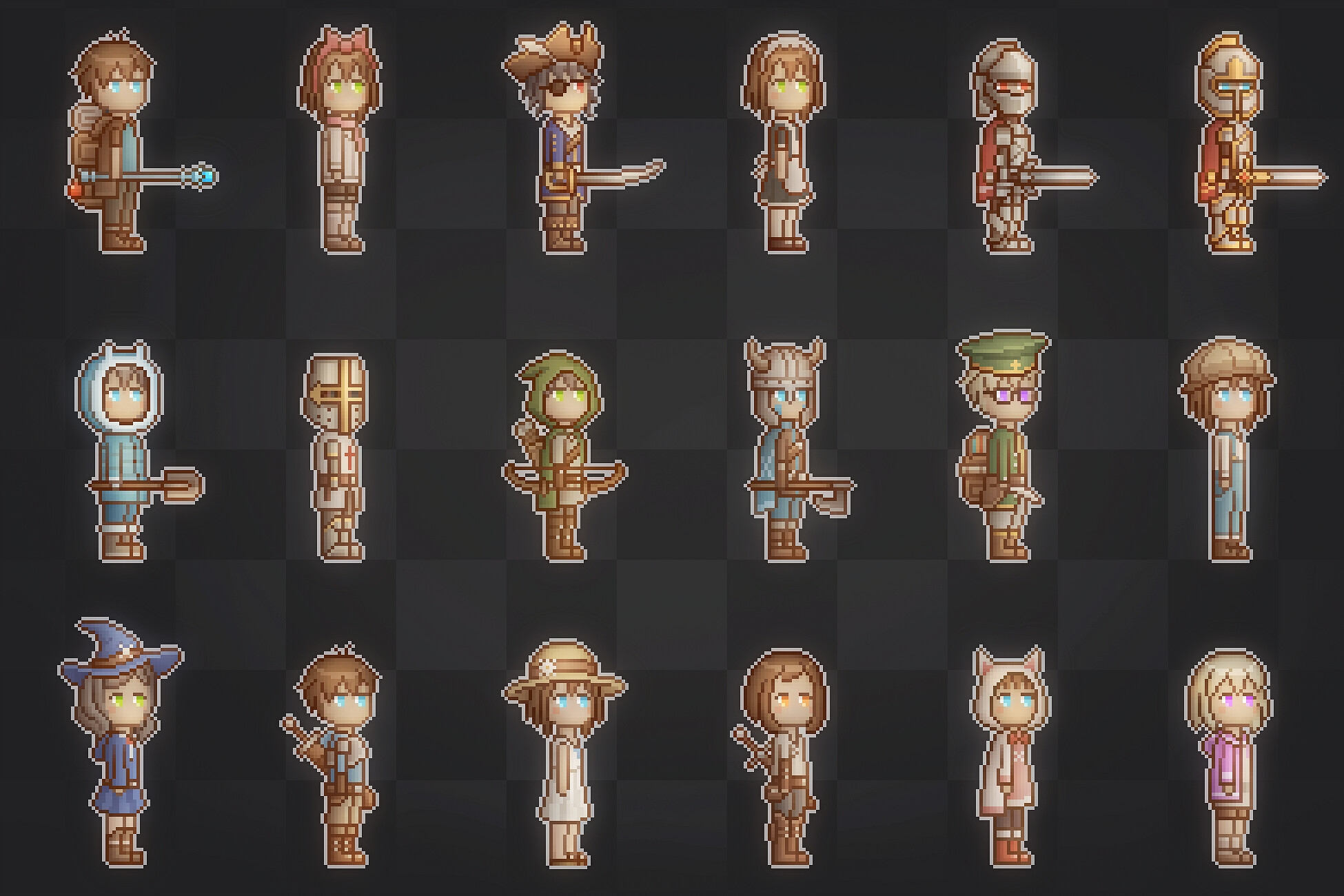 カスタマイズ可能なドット絵キャラクター