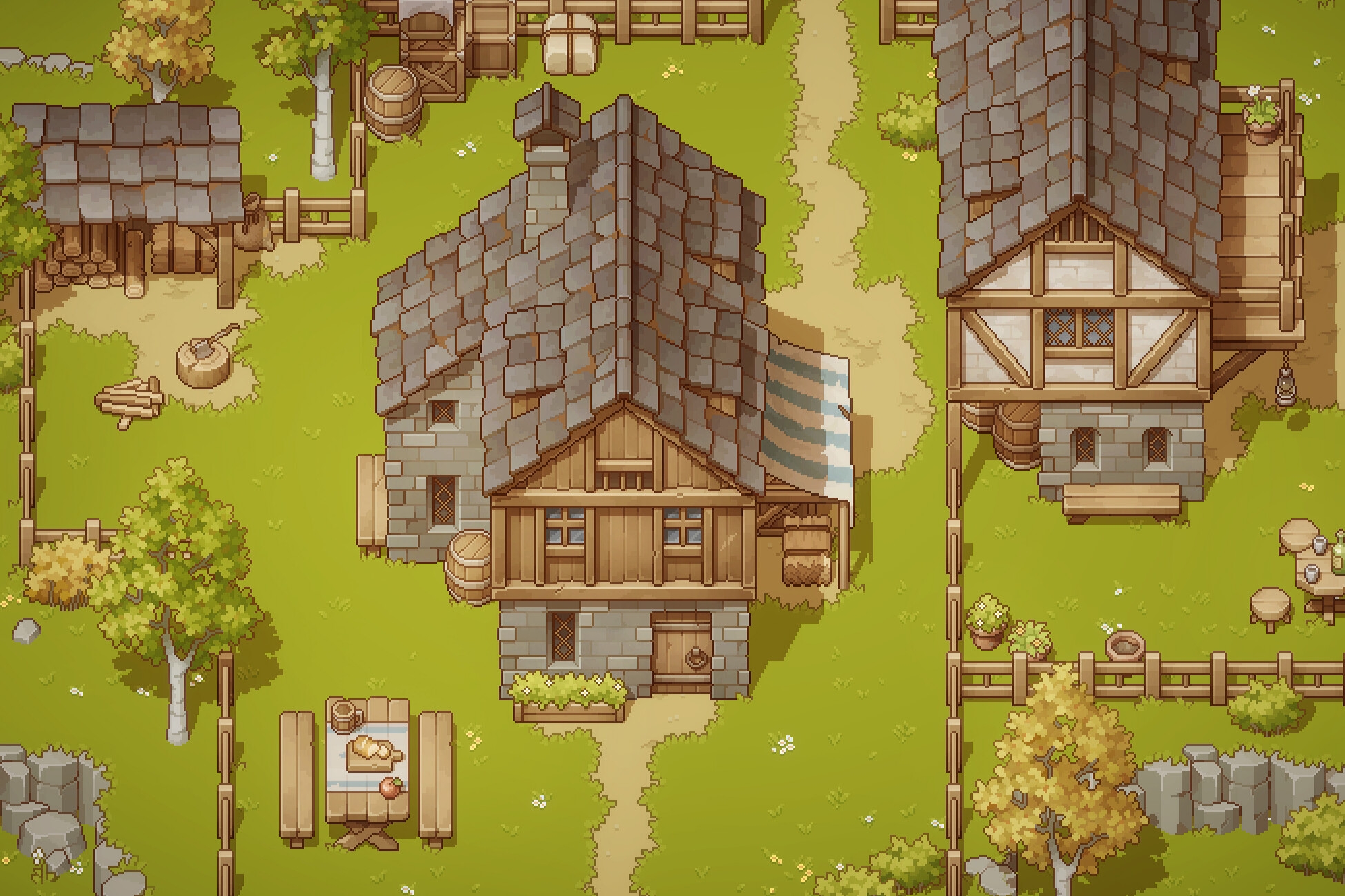 ドット絵のトップダウン素材集～村～