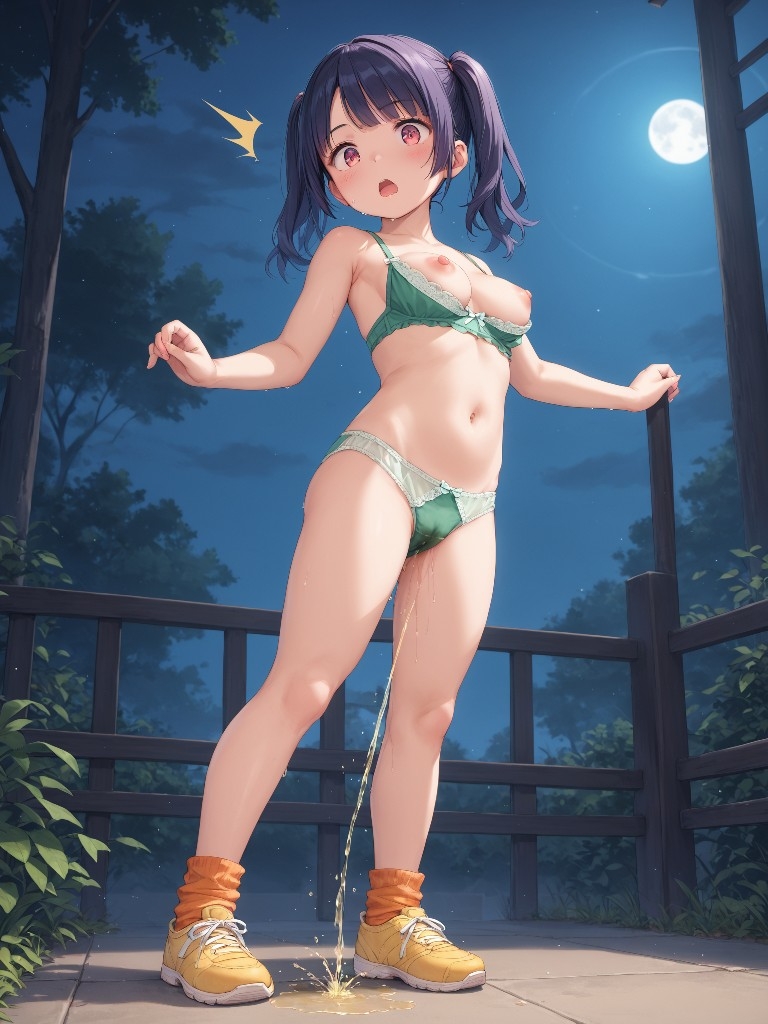 【おしっこxぱんつ#10】かわいい女の子が夜に下着姿で外出してパンツをはいたままおしっこをおもらししているところを目撃してしまった画像集 画像10