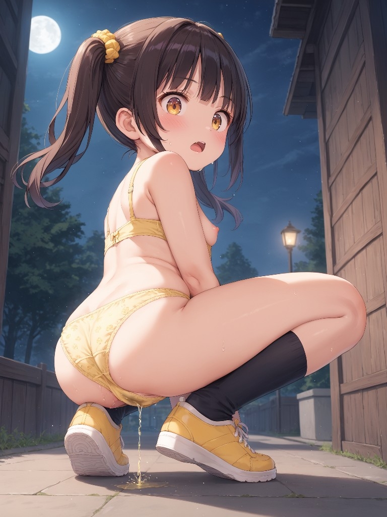 【おしっこxぱんつ#10】かわいい女の子が夜に下着姿で外出してパンツをはいたままおしっこをおもらししているところを目撃してしまった画像集 画像6