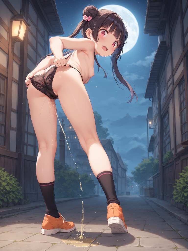【おしっこxぱんつ#10】かわいい女の子が夜に下着姿で外出してパンツをはいたままおしっこをおもらししているところを目撃してしまった画像集 画像8