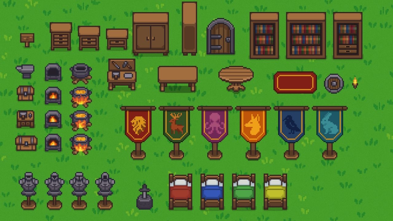 トップダウンRPG用 2Dドット絵家具アセットパック
