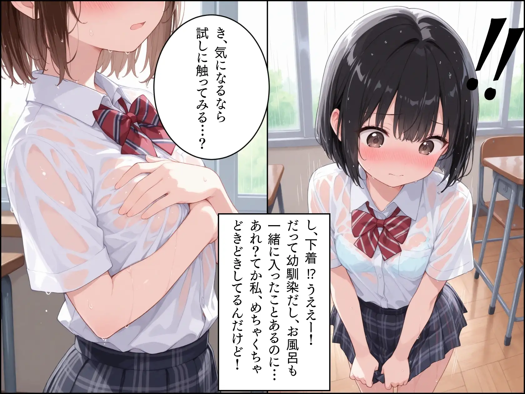 雨宿り。2部活帰りの幼なじみと、二人きりの教室で過ごした話。 ぱんなっつ エロ画像4