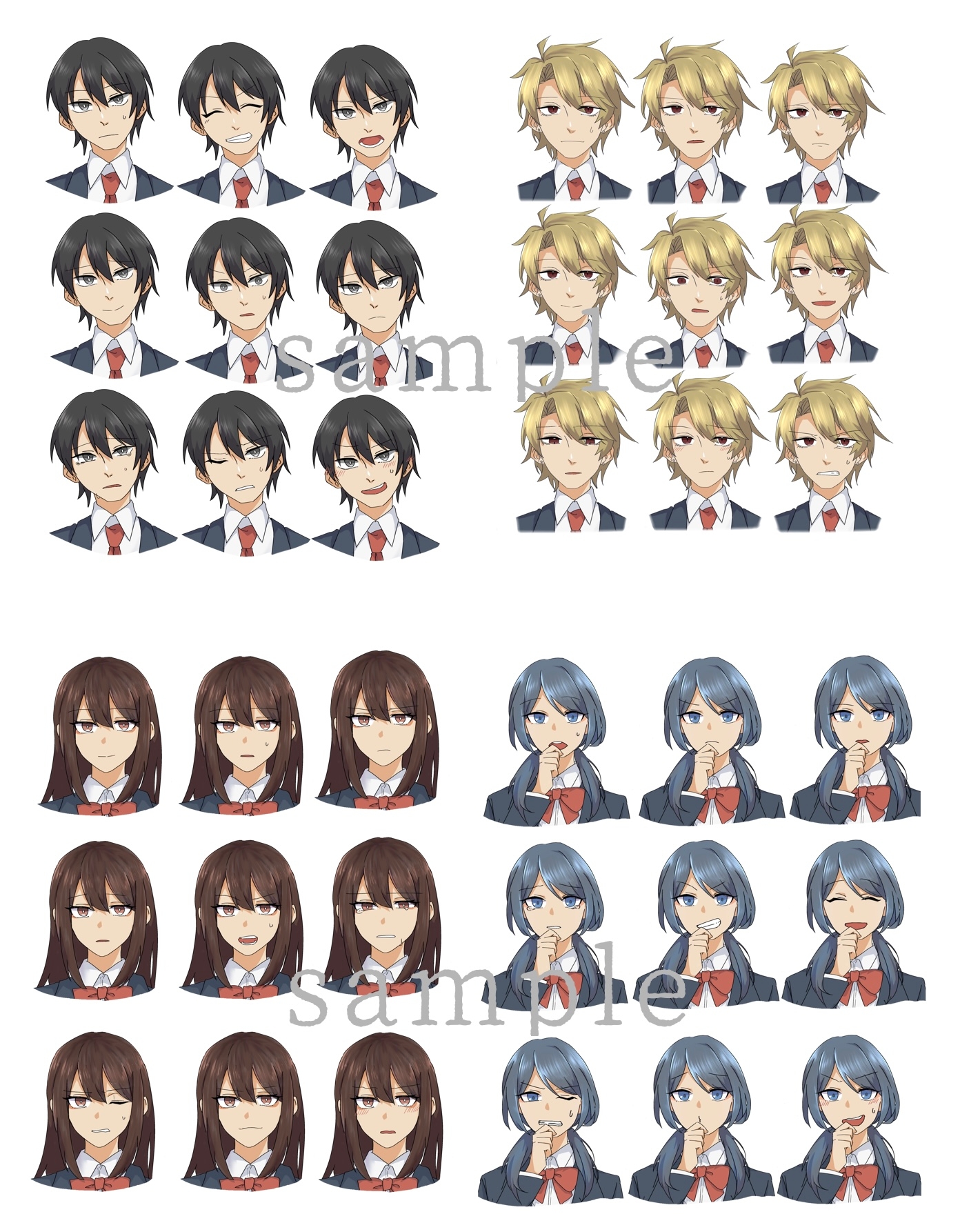 男女4人 バストアップ立ち絵