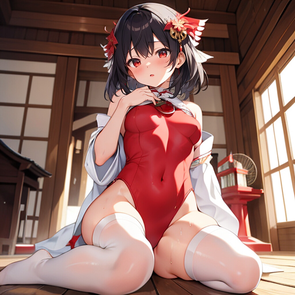 レオタード風巫女さん_4