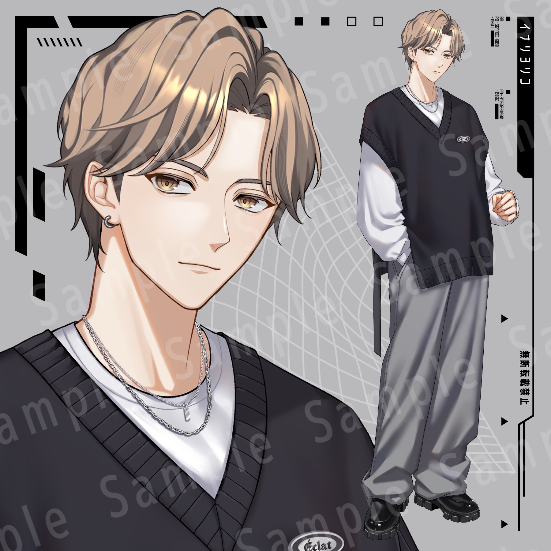 【立ち絵素材】私服男性01_【A】金髪_表情17種