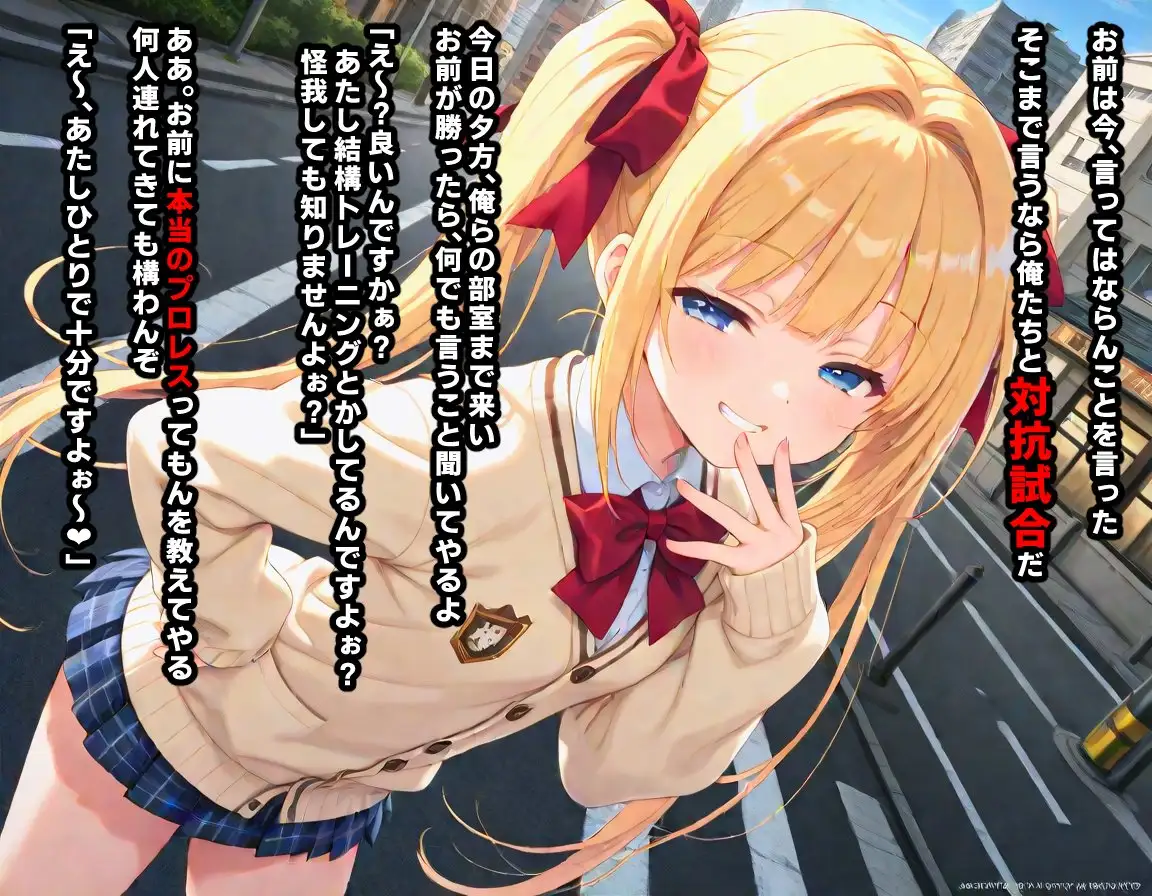 AI敗北少女CG集vol.16 強豪女子プロレス部の金髪ツインテ後輩ちゃんが、メスガ〇ムーブで煽ってきたので俺たち男子プロレス同好会の総力をもってわからせる必要がある mugi エロ画像5